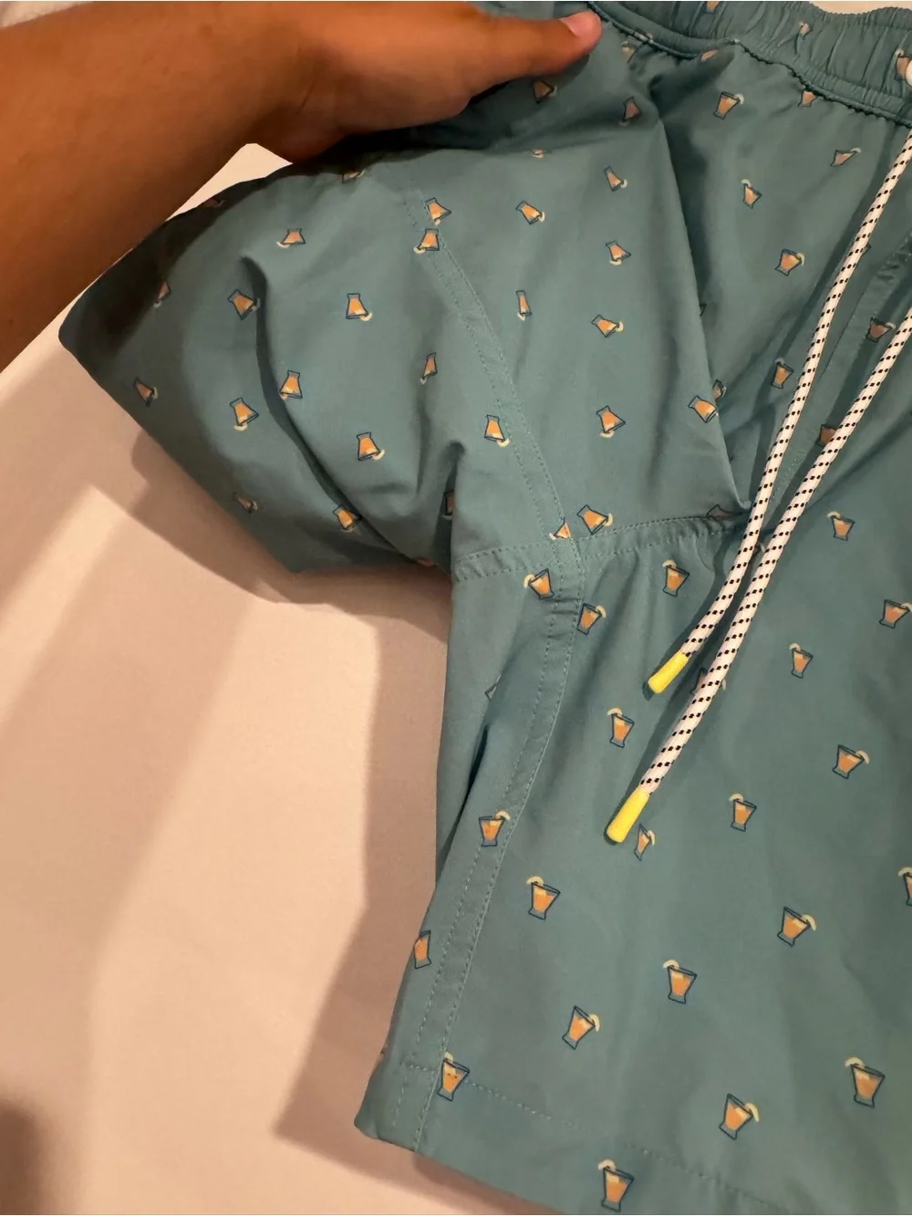 Bonobos Teal Swim Trunks Yellow Cocktail Drink Print 7